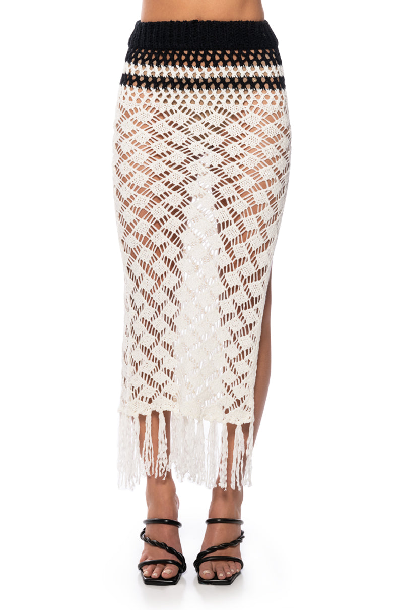 MARINA COLOR BLOCK CROCHET MAXI SKIRT
