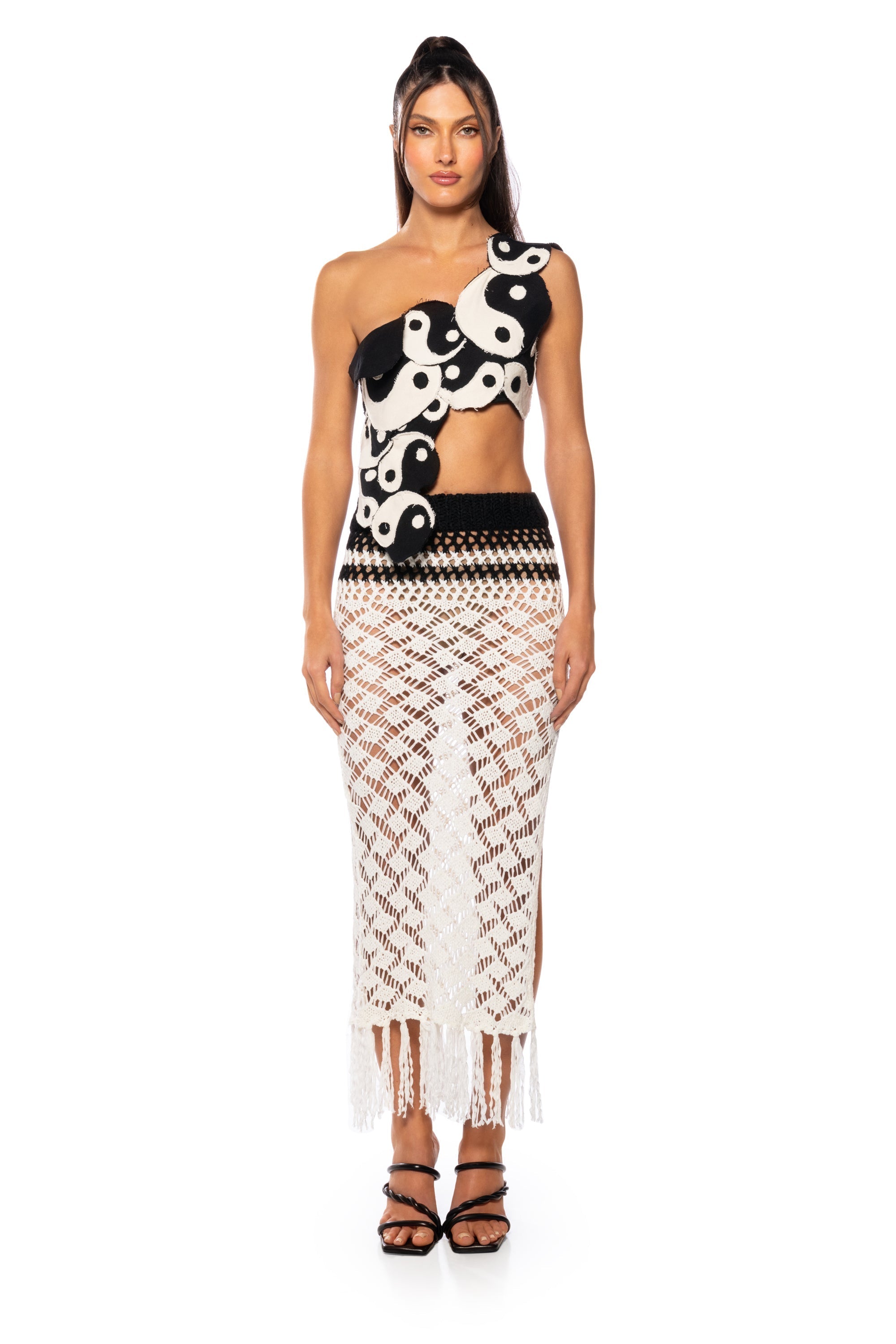 MARINA COLOR BLOCK CROCHET MAXI SKIRT