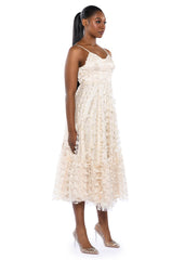 MARIPOSA SLEEVELESS APPLIQUE MIDI DRESS