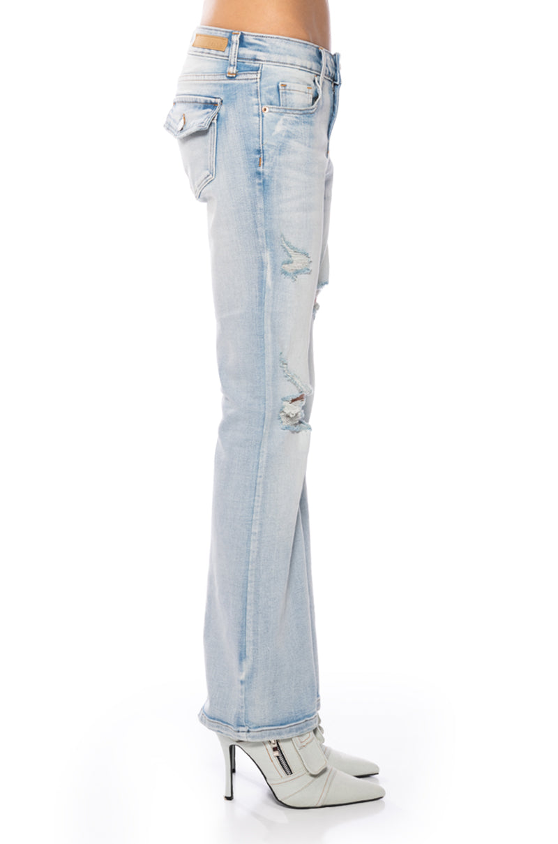 MONICA DISTRESSED LOW RISE JEANS