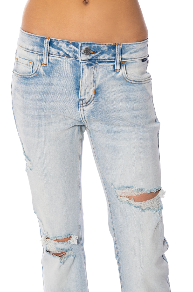 MONICA DISTRESSED LOW RISE JEANS