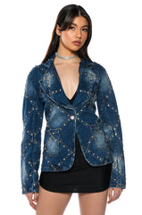 MEENA EMBELLISHED DENIM BLAZER