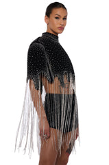 MEET IN THE LIGHT RHINESTONE FRINGE CROPPED CAPE