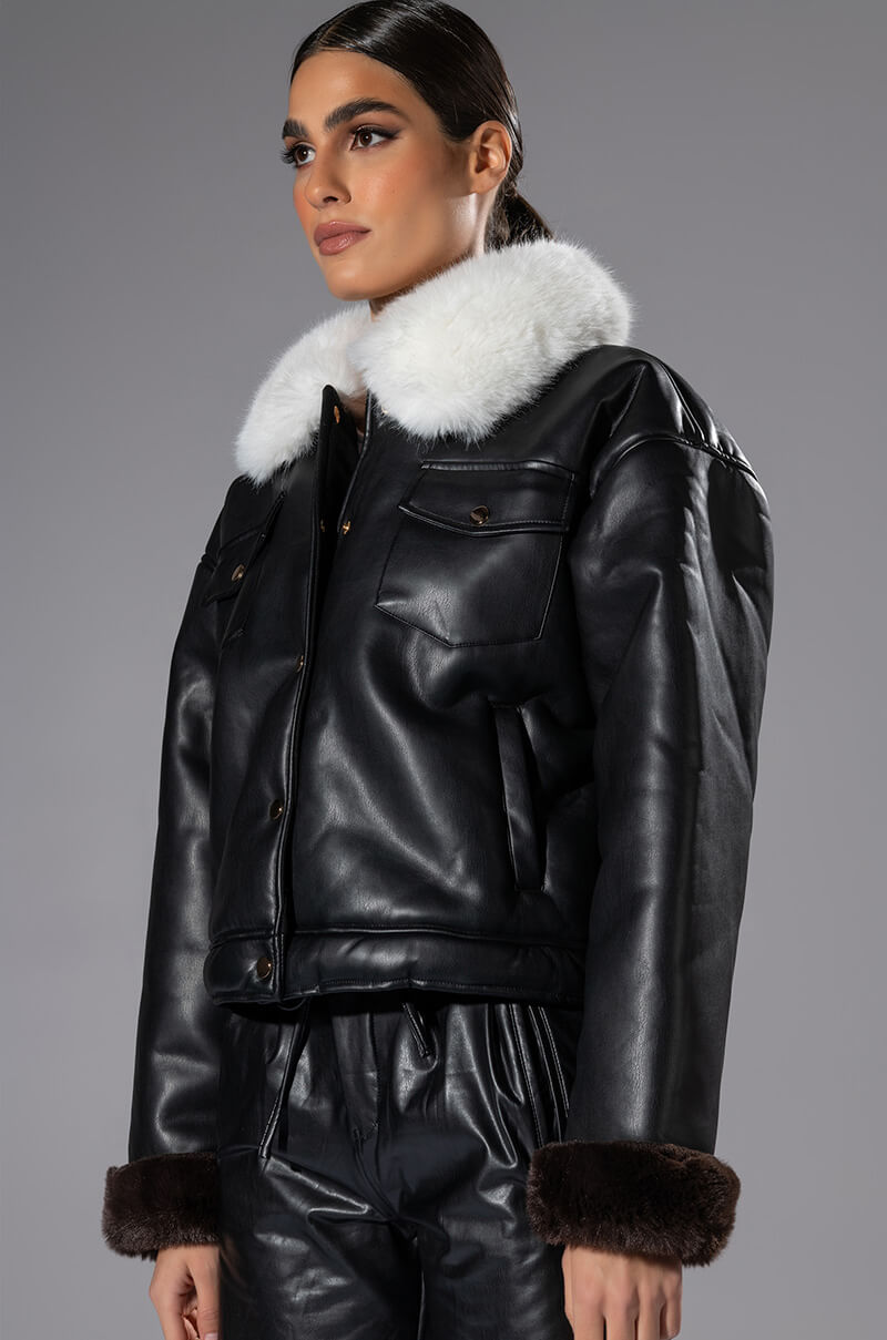 MEET ME AT OUR SPOT PU TRUCKER JACKET