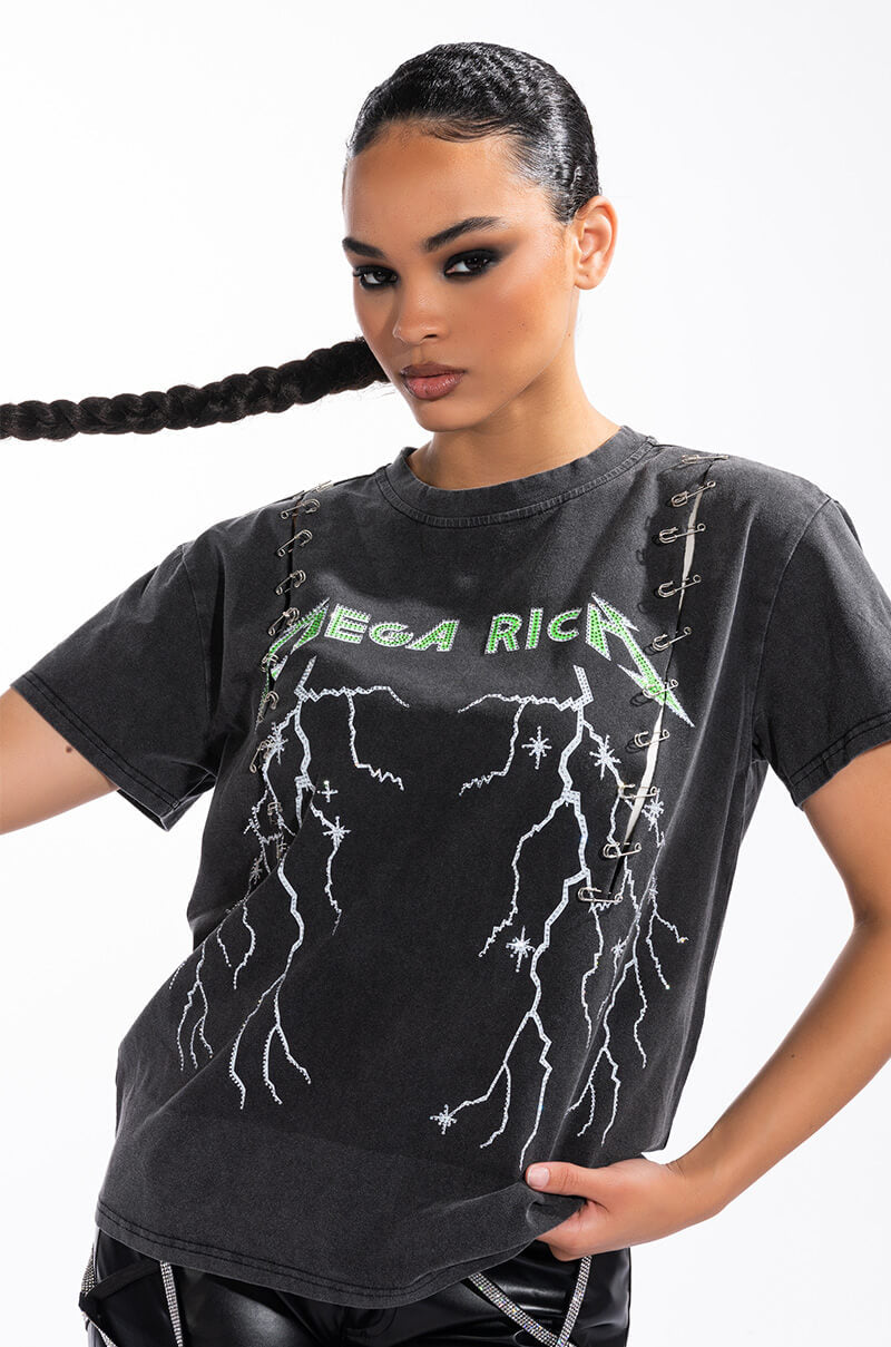 MEGA OR BUST EMBELLISHED GRAPHIC TSHIRT