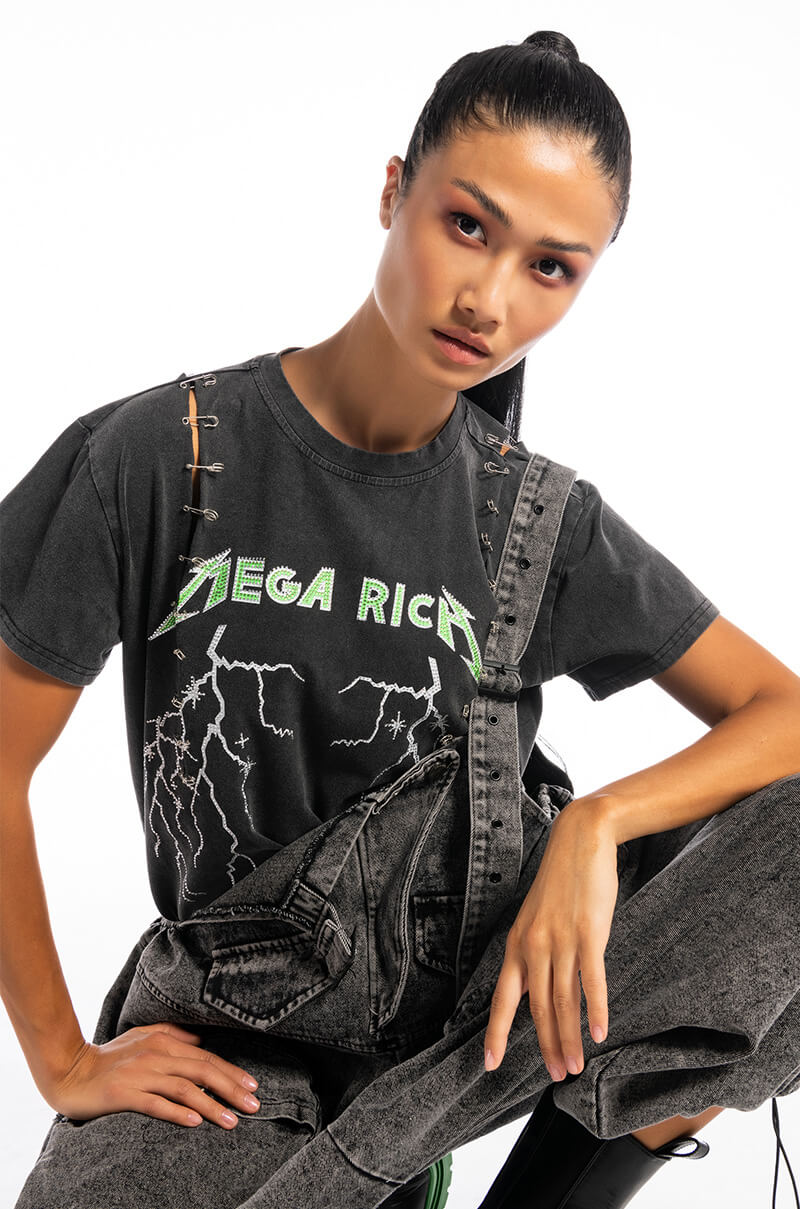 MEGA OR BUST EMBELLISHED GRAPHIC TSHIRT