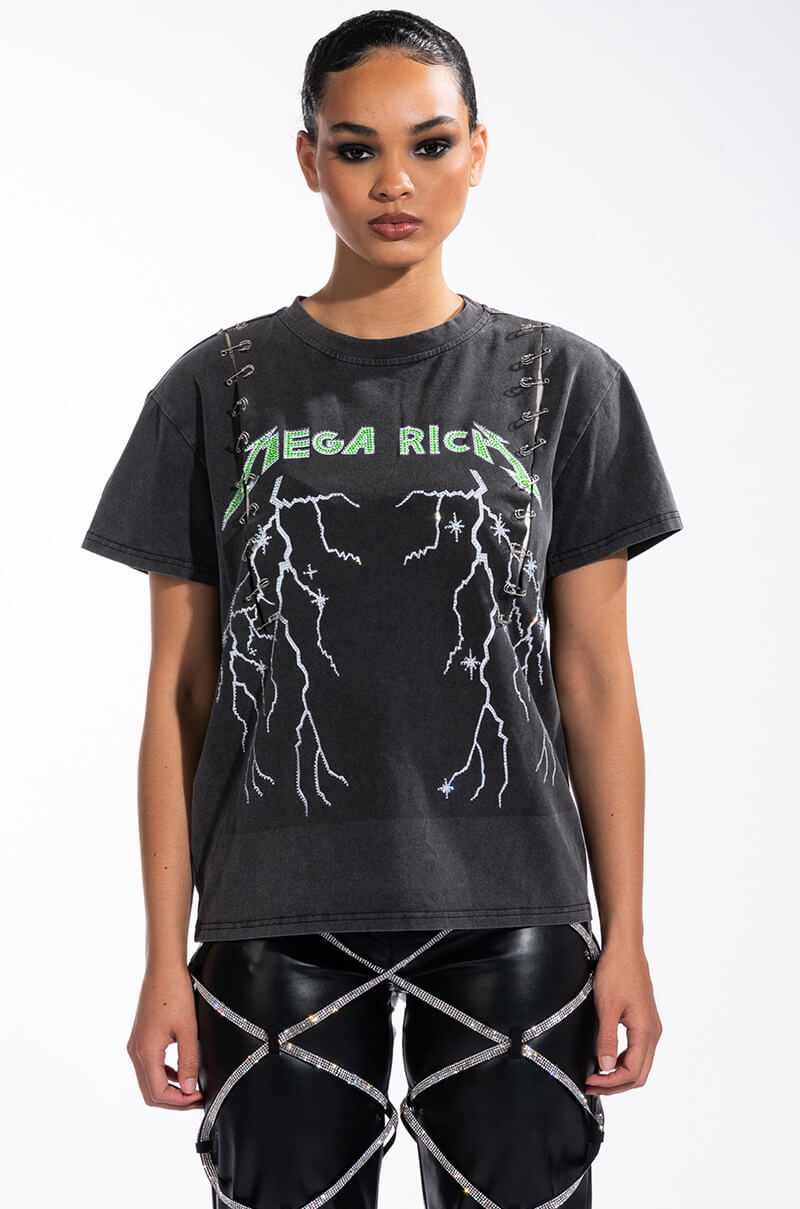 MEGA OR BUST EMBELLISHED GRAPHIC TSHIRT