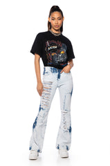 MEL ACID WASH FLARE DENIM JEANS