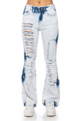 MEL ACID WASH FLARE DENIM JEANS