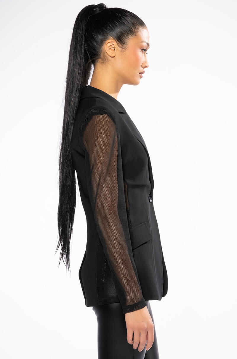 MESH BODICE AND SLEEVE BLAZER