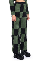 COLORBLOCK PUFF TEXTURED WIDE LEG PANT