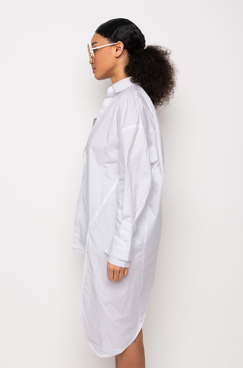 LILA LAYERED LOOK ASYMMETRICAL POPLIN BLOUSE