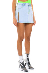 MIA DOUBLE SLIT MICRO MINI DENIM SKIRT
