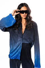 MIDNIGHT STUNNER OMBRE PLISSE BUTTON DOWN