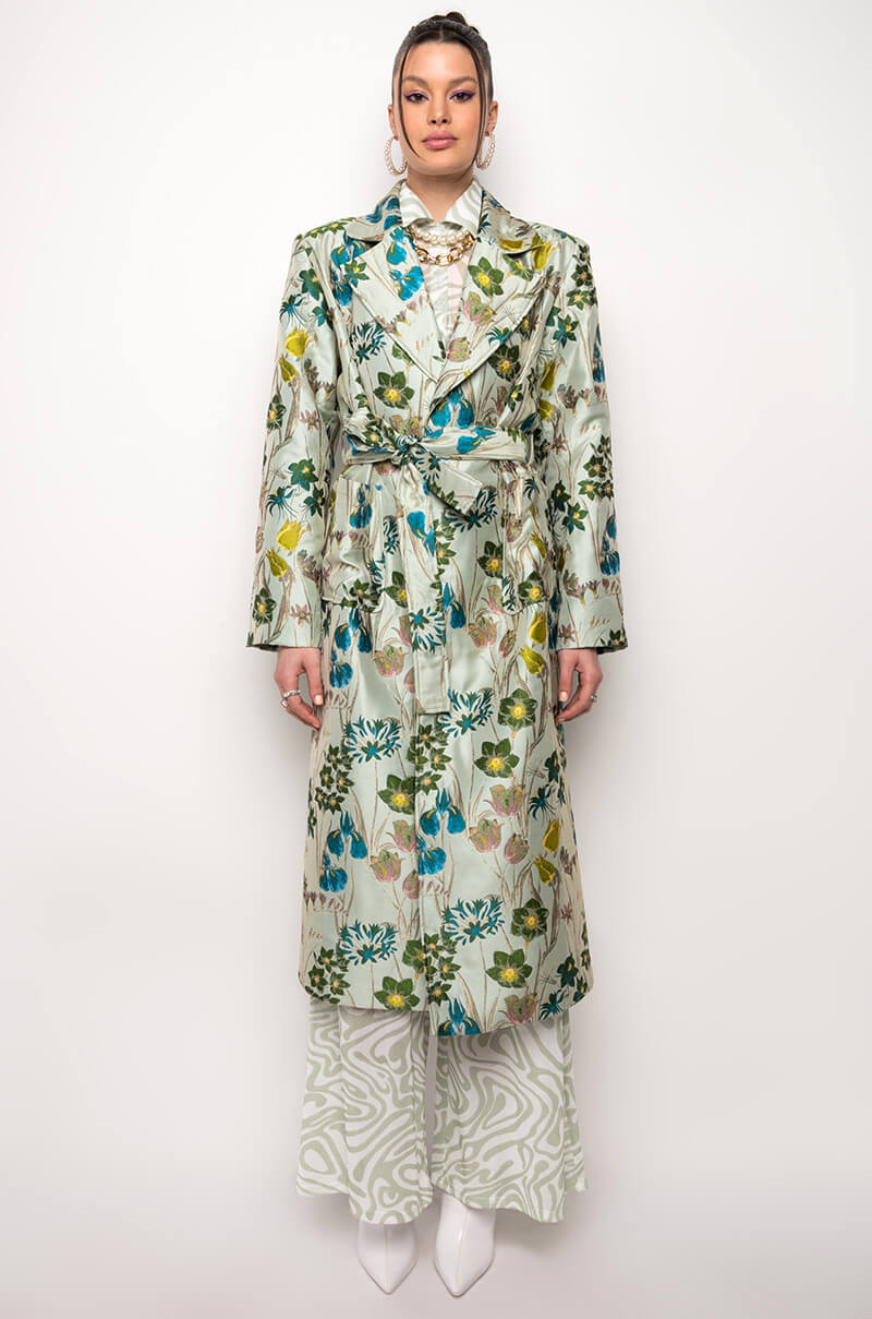 MILAN FASHION WEEK TAPESTRY TRENCH COAT
