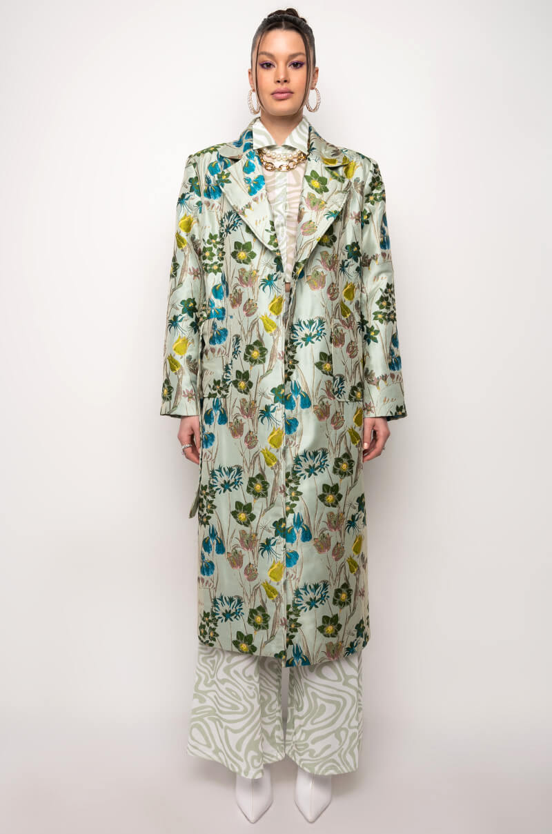MILAN FASHION WEEK TAPESTRY TRENCH COAT