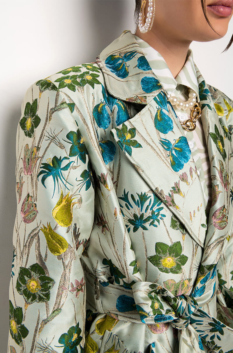 MILAN FASHION WEEK TAPESTRY TRENCH COAT