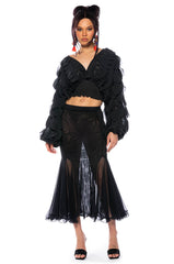 MILANIA LAYERED CHIFFON DEEP V BLOUSE