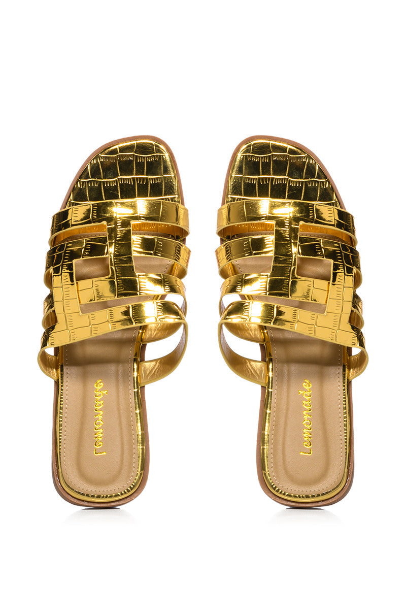 MILLI BASIC BRAID DESIGN FLAT SANDAL IN GOLD