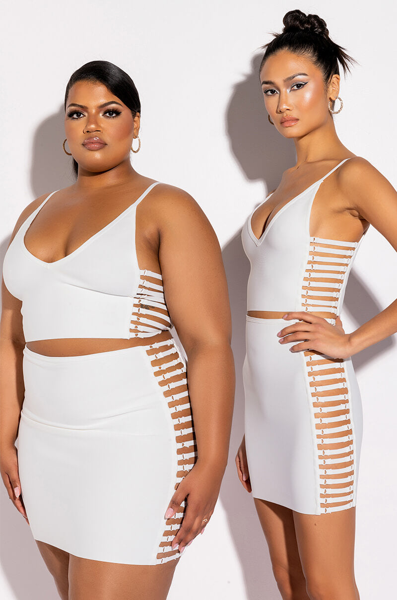 MISBEHAVED BANDAGE CUTOUT MINI SKIRT