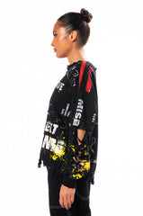 THAT GIRL IS POISON DISTRESSED CREW NECK SWEATSHIRT