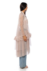 DYNEOVOR MESH RUFFLE MAXI DUSTER