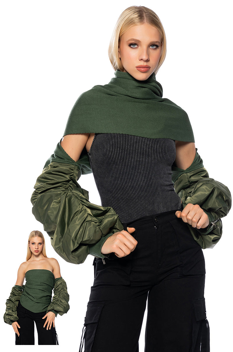 MULTIFUNCTION BOMBER SCARF JACKET