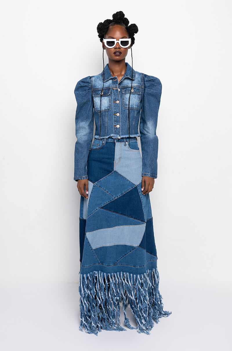 MICHELLE MAXI DENIM SKIRT