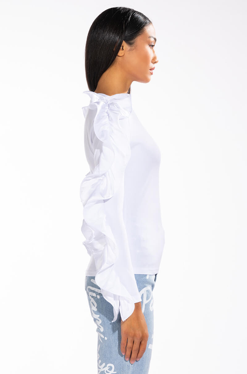 MODEL BEHAVIOR STATEMENT SLEEVE CREW NECK TOP