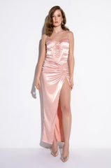 MODERN MUSE HIGH SLIT SATIN MAXI SKIRT