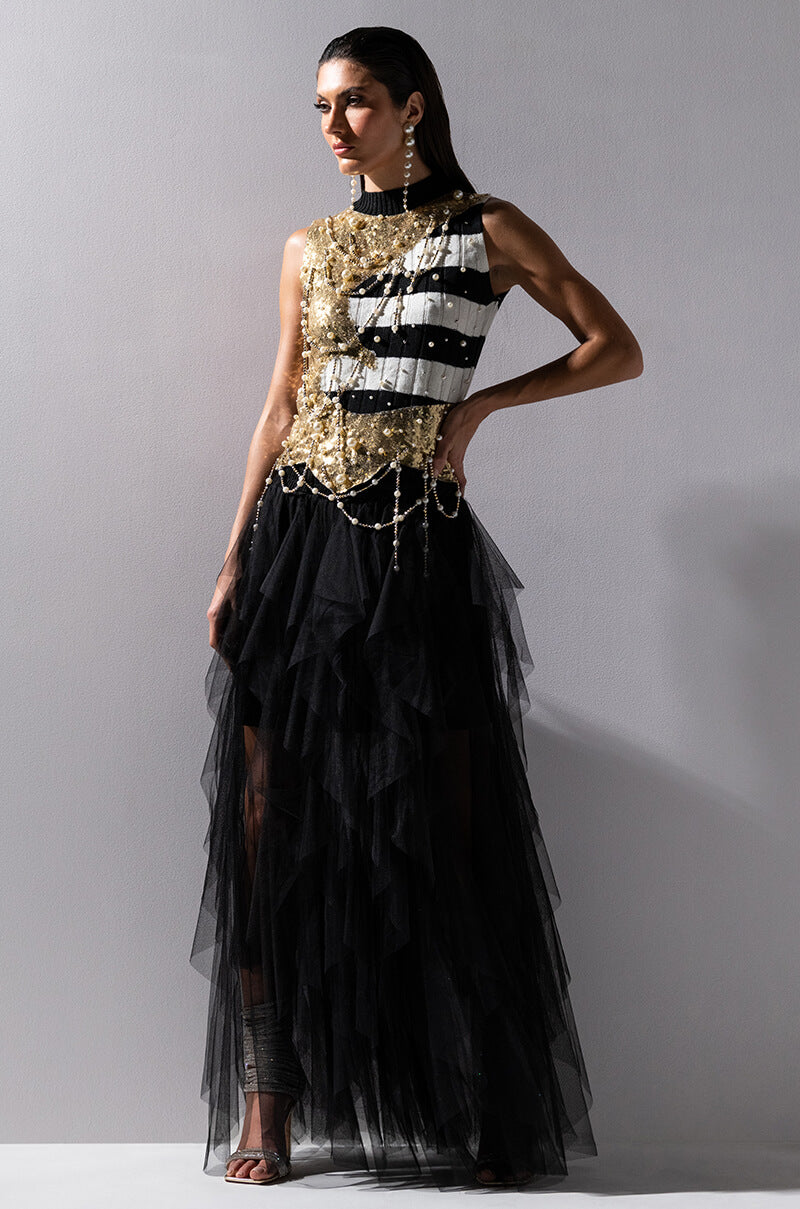 MODERN ROYALTY LAYERED MESH MAXI SKIRT