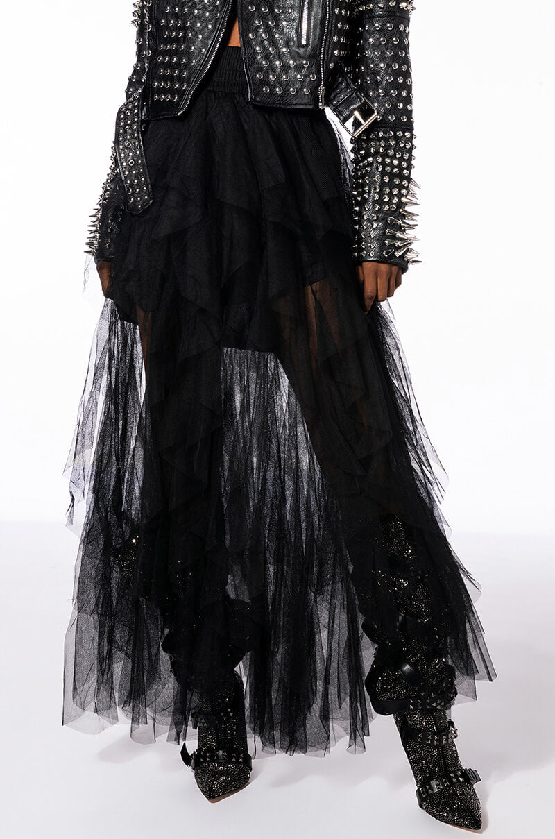 MODERN ROYALTY LAYERED MESH MAXI SKIRT