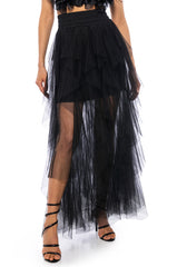 MODERN ROYALTY LAYERED MESH MAXI SKIRT