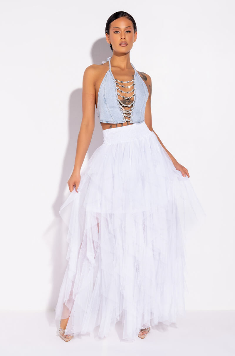 MODERN ROYALTY LAYERED MESH MAXI SKIRT