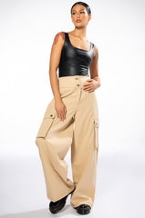 MONEY LONG WIDE LEG CARGO PANTS