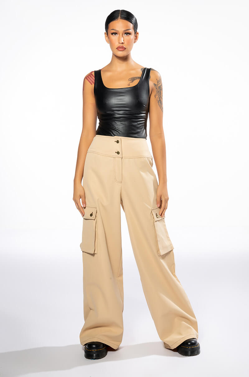 MONEY LONG WIDE LEG CARGO PANTS