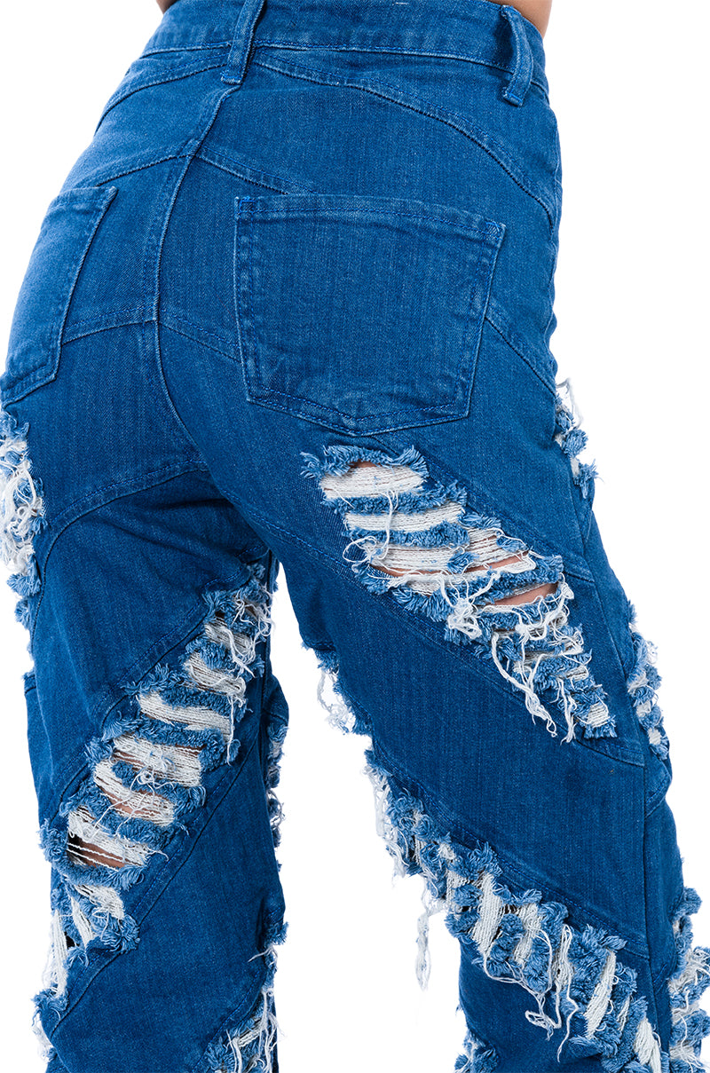 MONICA CONTOUR FRAYED JEANS