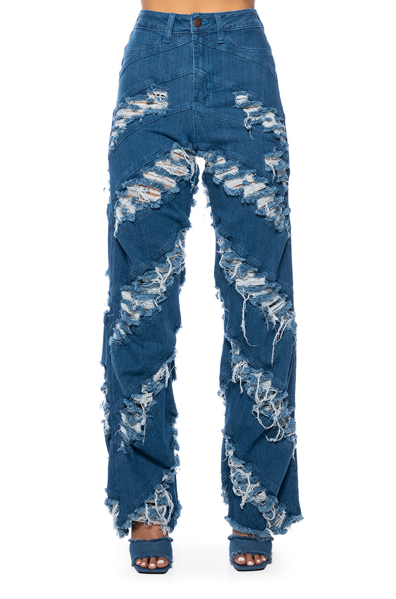 MONICA CONTOUR FRAYED JEANS