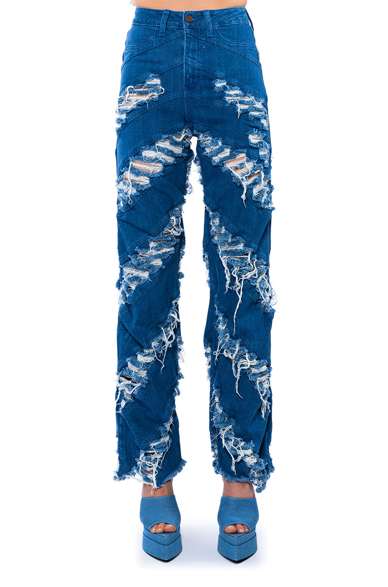 MONICA CONTOUR FRAYED JEANS