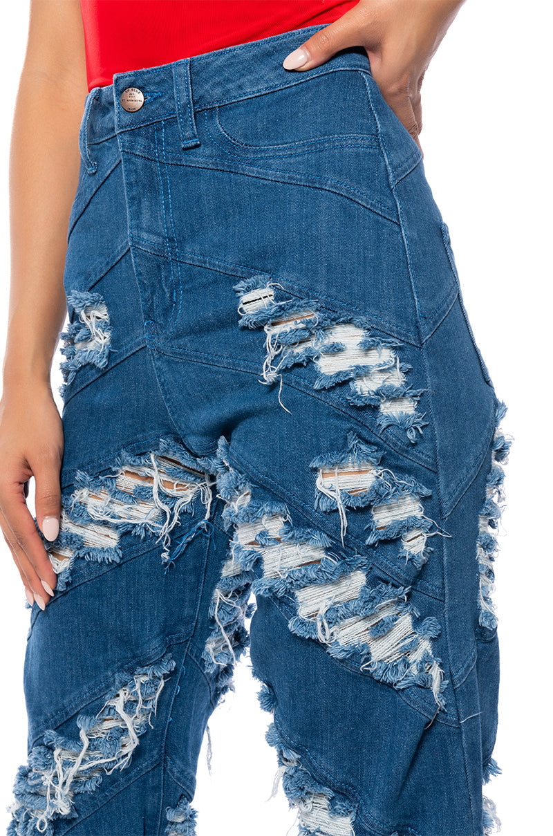 MONICA CONTOUR FRAYED JEANS