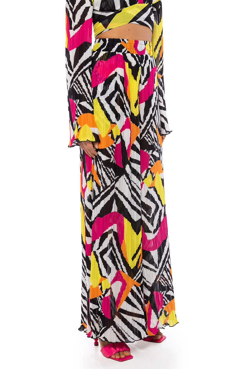 MONICA PLEATED CHIFFON PALAZZO PANT