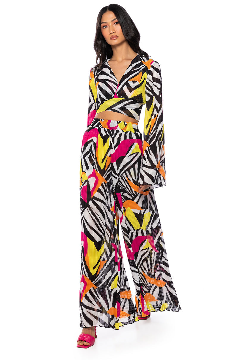 MONICA PLEATED CHIFFON PALAZZO PANT