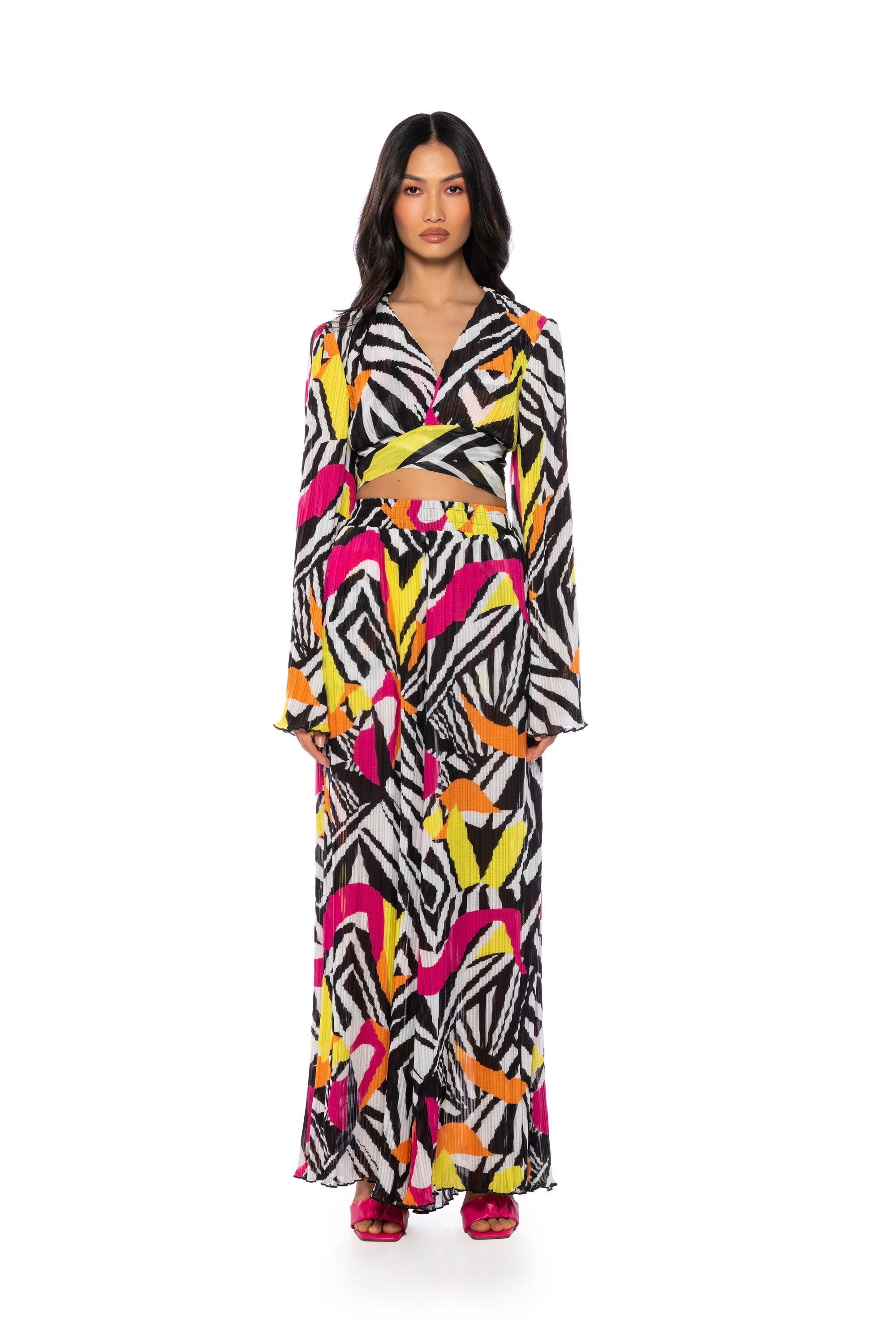 MONICA PLEATED CHIFFON PALAZZO PANT