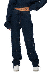 SHE IN HA MOOD TEXTURED WIDE LEG JOGGER
