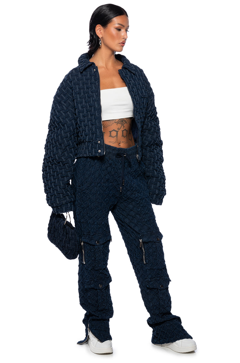 SHE IN HA MOOD TEXTURED WIDE LEG JOGGER