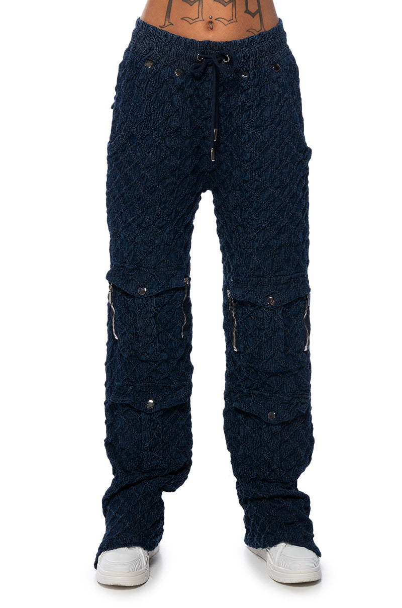 SHE IN HA MOOD TEXTURED WIDE LEG JOGGER