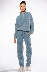 MONTE COZY POCKET DETAIL HALF ZIP SWEATSHIRT