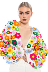 MOTHER NATURE FLOWER DETAIL CARDIGAN