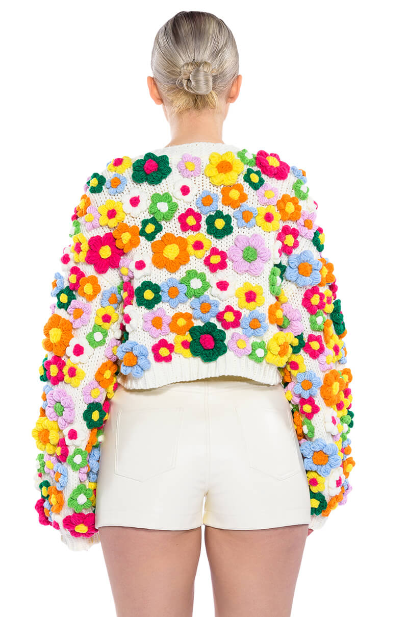 MOTHER NATURE FLOWER DETAIL CARDIGAN
