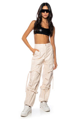 MOVING UP CARGO FAUX LEATHER PANT